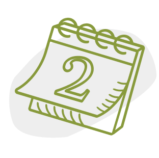 green calendar icon on white blob