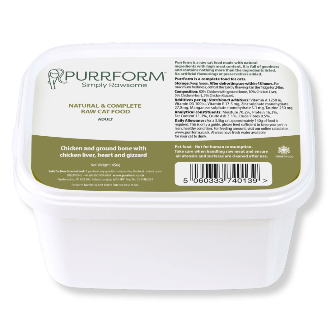Natural Instinct PURRFORM Chicken with Ground Bone with Chicken Liver, Heart & Gizzard 450g