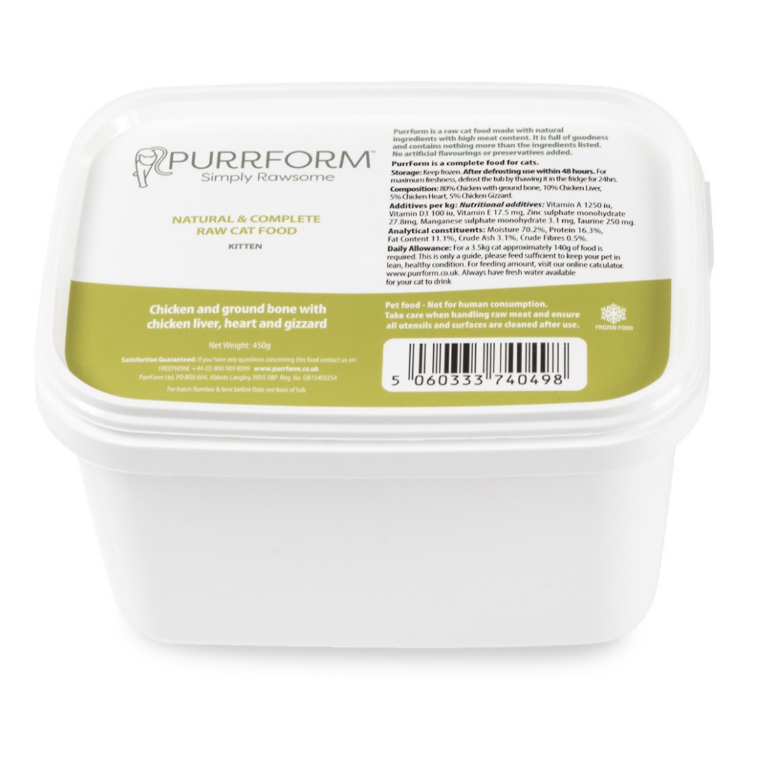 Natural Instinct PURRFORM Chicken with Ground Bone with Chicken Liver, Heart & Gizzard 450g - Kitten