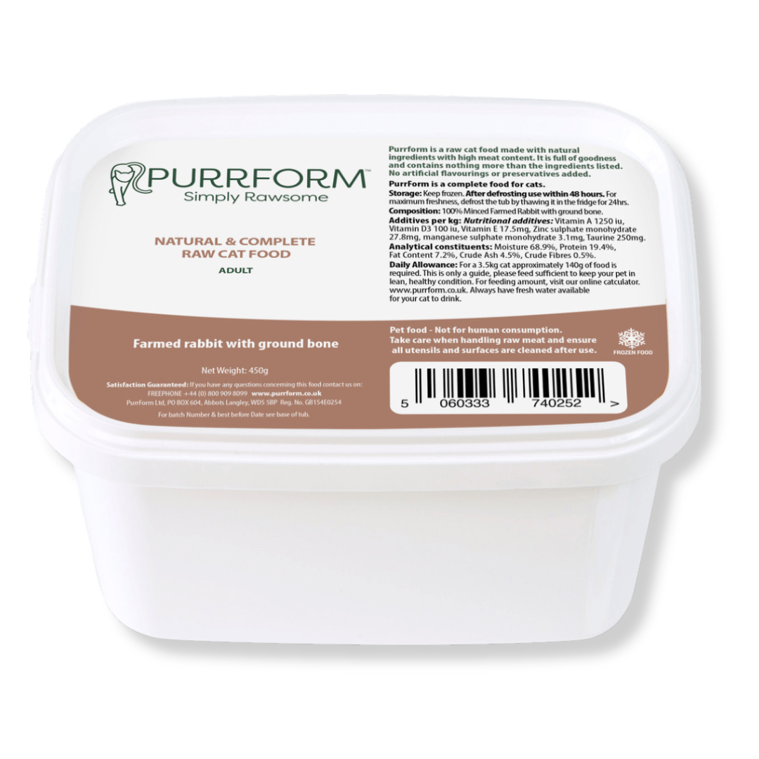 Natural Instinct PURRFORM Farmed Rabbit With Ground Bone 450g